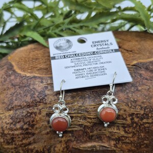 Carnelian Tribal Silver Plated Earrings, Orange Crystal Boho Dangle Earrings