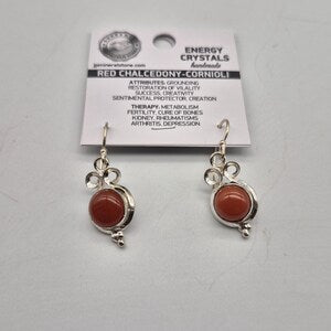 Carnelian Tribal Silver Plated Earrings, Orange Crystal Boho Dangle Earrings