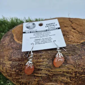 Polished Carnelian Crystal Dangle Earrings with Steel Earwire