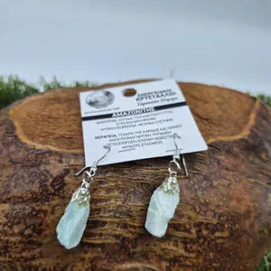 Rough Amazonite Crystal Dangle Earrings with Steel Earwire