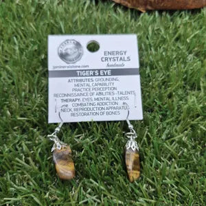 Polished Tiger Eye Crystal Earrings for Women, Brown Gemstone Dangle Earrings