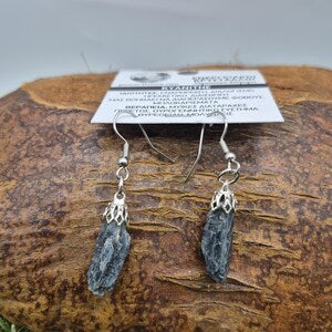 Rough Blue Kyanite Dangle Earrings, Raw Blue Crystal Earrings for Her
