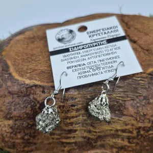 Raw Pyrite Crystal Earrings for Women, Rough Mineral Simple Earrings