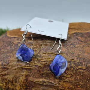 Blue Mother of Pearl Shell Dangle Earrings