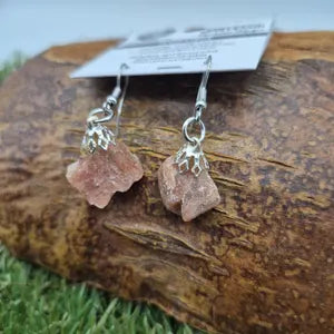 Raw Sunstone Earrings – Orange Crystal Dangle Earrings