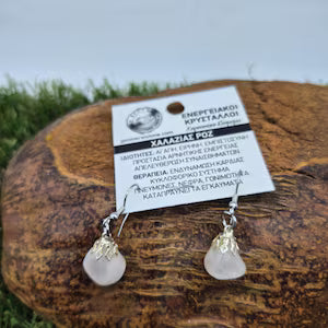Polished Rose Quartz Earrings – Pink Crystal Dangle Earrings