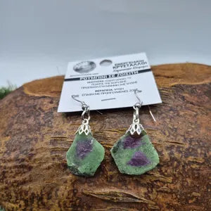 Raw Ruby Zoisite Dangle Earrings – Handmade Natural Stone Earrings