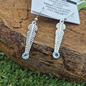 Faceted Aqua Marine Silver Plated Leaf Earrings for Women