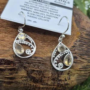 Faceted Citrine Silver Plated Earrings, Crystal Dangle and Drop Earrings for Women