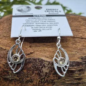 Faceted Citrine Silver Plated Boho Earrings, Yellow Crystal Earrings for Women