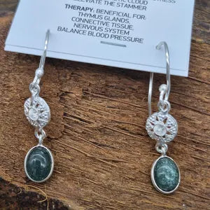 Green Aventurine Silver Plated Earrings - Boho Crystal Dangle Earrings for Women