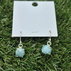 Larimar Crystal Silver Plated Earrings, Sky Blue Gemstone Earrings for Boho Women