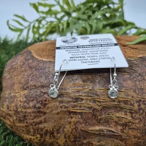 Prehnite Black Tourmaline Silver Plated Earrings, Minimal Crystal Earrings For Boho Women