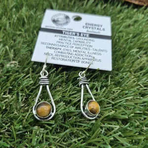 Tiger Eye Silver Plated Earrings, Crystal Boho Earrings for Women