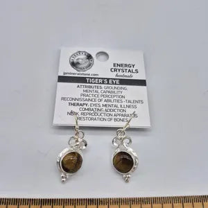 Tiger Eye Crystal Silver Plated Earrings, Brown Crystal Ethnic Earrings, Bohemian Earrings for Women