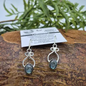 Labradorite Crystal Silver Plated Boho Earrings for Women – Handmade Bohemian Jewelry