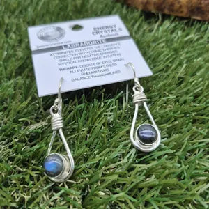 Labradorite Crystal Silver Plated Boho Earrings for Women – Handmade Bohemian Jewelry