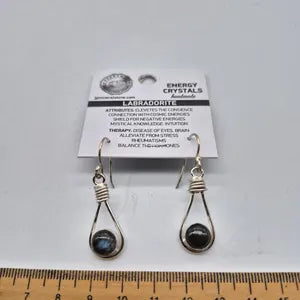 Labradorite Crystal Silver Plated Boho Earrings for Women – Handmade Bohemian Jewelry