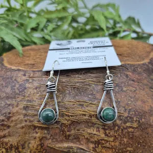 Malachite Silver Plated Vintage Earrings for Women