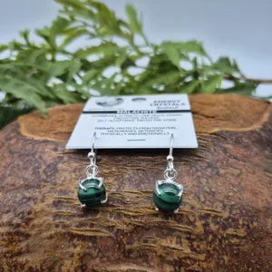 Malachite Silver Plated Vintage Earrings for Women