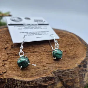 Malachite Silver Plated Vintage Earrings for Women