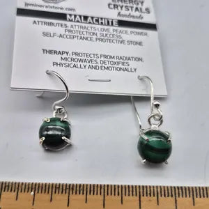 Malachite Silver Plated Vintage Earrings for Women