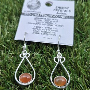 Carnelian Crystal Silver Plated Earrings for Women