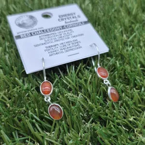 Double Carnelian Silver Plated Earrings, Orange Crystal Dangle Earrings