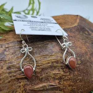 Carnelian Crystal Silver Plated Dangle Earrings