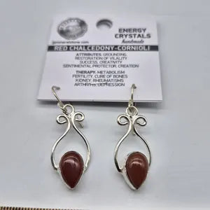 Carnelian Crystal Silver Plated Dangle Earrings