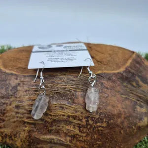 Fluorite Hand Curved Bead Earrings, Crystal Dangle Earrings for Her