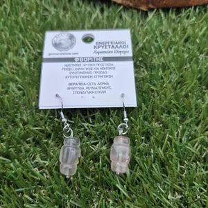 Fluorite Hand Curved Bead Earrings, Crystal Dangle Earrings for Her