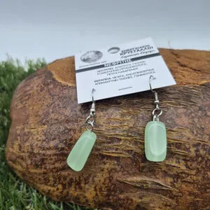 Jade Single Bead Earrings, Green Healing Crystal Simple Earrings