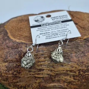 Raw Pyrite Crystal Earrings for Women, Rough Mineral Simple Earrings