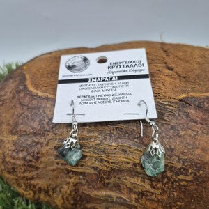 Polished Emerald Dangle Earrings, Green Crystal Earrings for Her