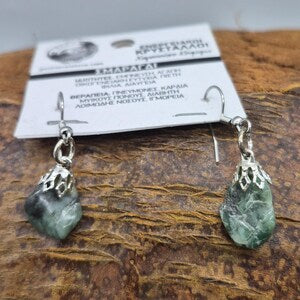 Polished Emerald Dangle Earrings, Green Crystal Earrings for Her