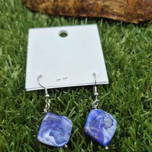 Blue Mother of Pearl Shell Dangle Earrings
