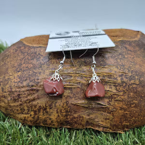 Polished Jasper Earrings – Natural Stone Dangle Earrings