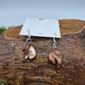 Brown Mother of Pearl Earrings – Nacre Dangle Earrings
