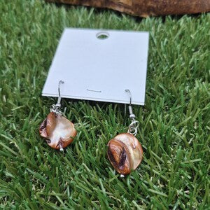 Brown Mother of Pearl Earrings – Nacre Dangle Earrings