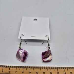 Pink Fuchsia Mother of Pearl Dangle Earrings – Handmade Natural Shell Earrings