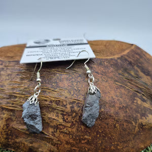 Rough Hematite Dangle Earrings – Handmade Natural Stone Earrings