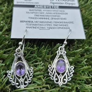 Faceted Amethyst Silver Plated Dangle Earrings
