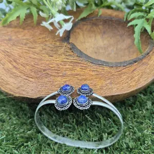 Lapis Lazuli Silver Plated Adjustable Bracelet