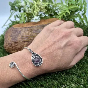 Amethyst Silver Plated Adjustable Bracelet for Women