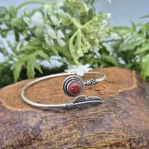 Carnelian Silver Plated Adjustable Bracelet - Feminine Energy Crystal Cuff