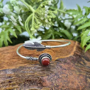 Carnelian Silver Plated Adjustable Bracelet - Feminine Energy Crystal Cuff