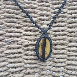Tiger Eye  Macrame Wrapped Necklace - Protection Gift Accessories