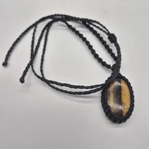 Tiger Eye  Macrame Wrapped Necklace - Protection Gift Accessories