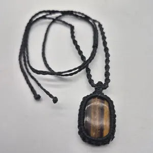 Tiger Eye  Macrame Wrapped Necklace - Protection Gift Accessories
